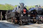 CD steamer 354 195 stands in front of tyhe loco shed at Luzna u Rakovnika Railway Museum on 11 May 2024.