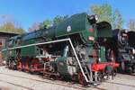 Steam engine 464 202 oozes at the Railway Museum of Luzna u Rakovnika on 11 May 2024.