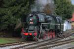 Ex-CSD steamer 464.202 runs round near the depot of Benesov u Prahy on Friday 26 September 2025.