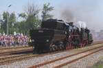 Czech Kriegslok 555 0153 shows herself at Wolsztyn on 4 May 2024.