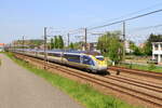 Eurostar 4009+4010 from Amsterdam to London, is passing in Duffel, 28/4/2025