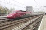 Thalys 4533 at Gouda on 21 October 2012. The TGV/Thalys 4500 are foursystem versions of the TGV Atlantique (Class 500).

