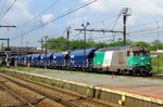 Cereals train with 67494 speeds through Antwerpen-Luchtbal on 29 August 2013.