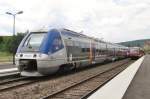 Diesel AGC 76533 awaits departure assignments on 1 June 2014 at Wissembourg.