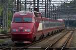 EuroStar Red (ex-THalys) 4533 passes through Mons on 18 August 2024 due to construction works on the HIgh-Speed LIne betwen Bruxelles-Midi and Antoign.