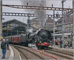 Like every year, the popular steam tour with the Train Casse took place this year. In addition to the journey, the culinary part also contributes a lot to the success. The picture shows the (ex) SNCF 141R568 immediately after arriving in Lausanne. The impressive train consisted of 40 axles and a pusher block in the form of the Ae 4/4 251 (BLS). 

Oct 26, 2024