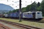 Lokomotion 139 133 banks a freight out of Kufstein on 3 June 2015.