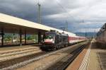 U2-009 with EN 436 to Kobnhavn enters Basel badischer Bahnhof on 29 June 2013.