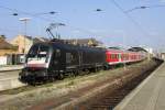 MRCE U2-028 enters Halle (Saale) Hbf with an RB from Eisenach on 13 April 2014.