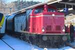 EFZ's  V 100 1019 stands on 30 December 2024 at Titisee. The sceduled steam loco for this extra train sadly took some damage and an old Diesel loco was used instead.