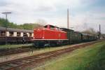 DB 212 007 -now in original colours- shunts former KPEV (Prussian) stock at Bochum-Dahlhausens own museum on 13 July 1999.