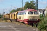 SPENO train, hauled by 218 105, passes through Krefeld on 16 September 2016.