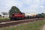 Photo freight, hauled by 332-6, shows herself in Simpelveld during the ZLSM Steam Days on 8 July 2017.