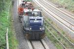 RBH 831 passes under the brigde in Duisburg, near the Zoo and the Mercator-University, 11 May 2012.