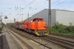 One hour after entering Recklinghausen Sd, RBH 823 is about to haul another coal shutle from the station on 31 October 2013.