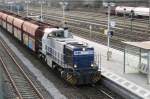 RBH 830 with coal train speeds through Gladbeck west on 7 January 2014. One of the few RBH tarins to do so, since Gladbeck West is the headquarters of RBH, that shunts many a train here.