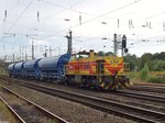 Four wagon and EH 549: on 16 September 2016 a cereals train passes Duisburg Entenfang.