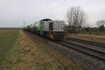 Tank wagon train with 275 016 passes Kaarst on 22 January 2025.