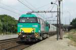 Alpha Trains 5001615 passes through Antwerpen Noorderdokken on 29 August 2013 in a little cloud of dust.