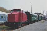 Hespertalbahn V9 stands with an extra train in the DGEG-Museum of Bochum-Dahlhausen on 17 April 2009.