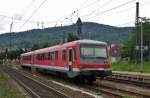 DB 628 302 stands stabled at Weinheim (Bergstrasse) on 30 May 2014.