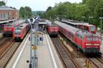 218 461-6 and 612 083 and 218 393-7 and 218 260-8 and 650 317-1 at Memmingen, May 21st, 2009.