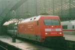 DB 101 017 with SBBEC to Interlaken Ost at Kln Hbf on 28 May 2001.