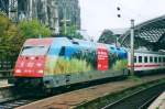 On a grey 13 January 2001, 101 109 advertises for the Italian Marcha-region in Köln Hbf.