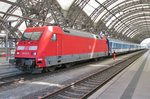 On 9 May 2016 DB 101 071 takes over an EC service at Dresden Hbf.