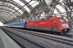 DB 101 008 stands in Dresden Hbf on 9 April 2017.