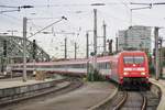 ÖBB EuroCity with 101 015 heading enters Köln Hbf on 14 September 2017.