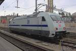 DB European advertiser 101 057 stands at Basel SBB on 2 January 2025.