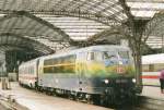 Lucky Bird! 103 220, called Paradiesvogel (Bird of Paradise, due to it's colourful scheme) stands at Cologne Hbf on 28 May 2001.