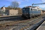 CentralBahn 110 278 stands at Venlo on 7 February 2026 to take over an extra train from the Netherlands.