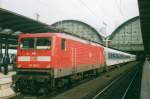 Scanned picture of 112 149 with IR to Kassel at Frankfurt (Main) Hbf on 28 July 1999. 