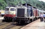 212 236-4 and 212 244-8 with an extra train; and 112 496-5 at Schwbisch Gmnd, June 21st, 1984.