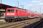 DB Regio 112 131 awaits the departure at Stendal on 4 April 2018. 