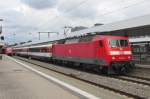 SBBEC to Brig with 120 106 calls at Mannheim Hbf on 29 May 2014.