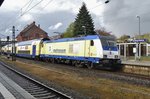 On 28 April 2016 Metronom ME 146 542 calls at Hamburg-Harburg.
