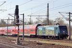 Advertiser 146 010 pushes the S-1 out of Pirna on 8 April 2018. 