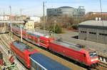 DB 146 016 is about to call at Dresden Hbf on 7 April 2018.