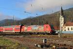 DB 146 229 hauls RE-1 to Konstanz into Hausach on 29 December 2024.