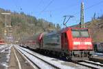 RE-1 to Karlsruhe leaves Triberg with 146 231 on 29 December 2024.