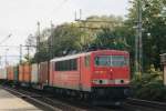 'Container' 155 181 hauls a container train through Hamburg-Harburg on 25 May 2004.