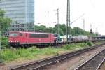 On 30 May 2014, 155 130 hauls a freight through Mannheim Hbf.