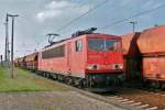 Block train with 155 070 halts at Grosskorbetha on 31 May 2010.