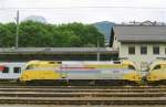 On 29 May 2008, DispoLok U2-028 was still yellow and had some extra stickers when seen at Kufstein. 