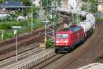 185 302 in the curvature of Bingen Hbf on 2 July 2013.