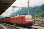 DB 185 111 banks a Swiss freight train out of Erstfeld on 26 May 2007.