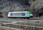 Captrain 185 548 runs round in Bad Schandau on 7 April 2018. 